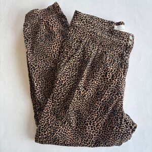 Anthropologie Women's Medium Kalea Corduroy Trouser Pants Leopard High Rise Cuff